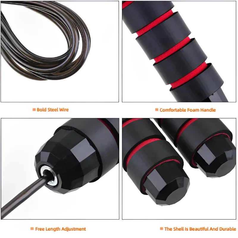 Corde à sauter en fil d'acier réglable, sans enchevêtrement, pour exercices de saut, fitness et entraînement sportif à domicile 4