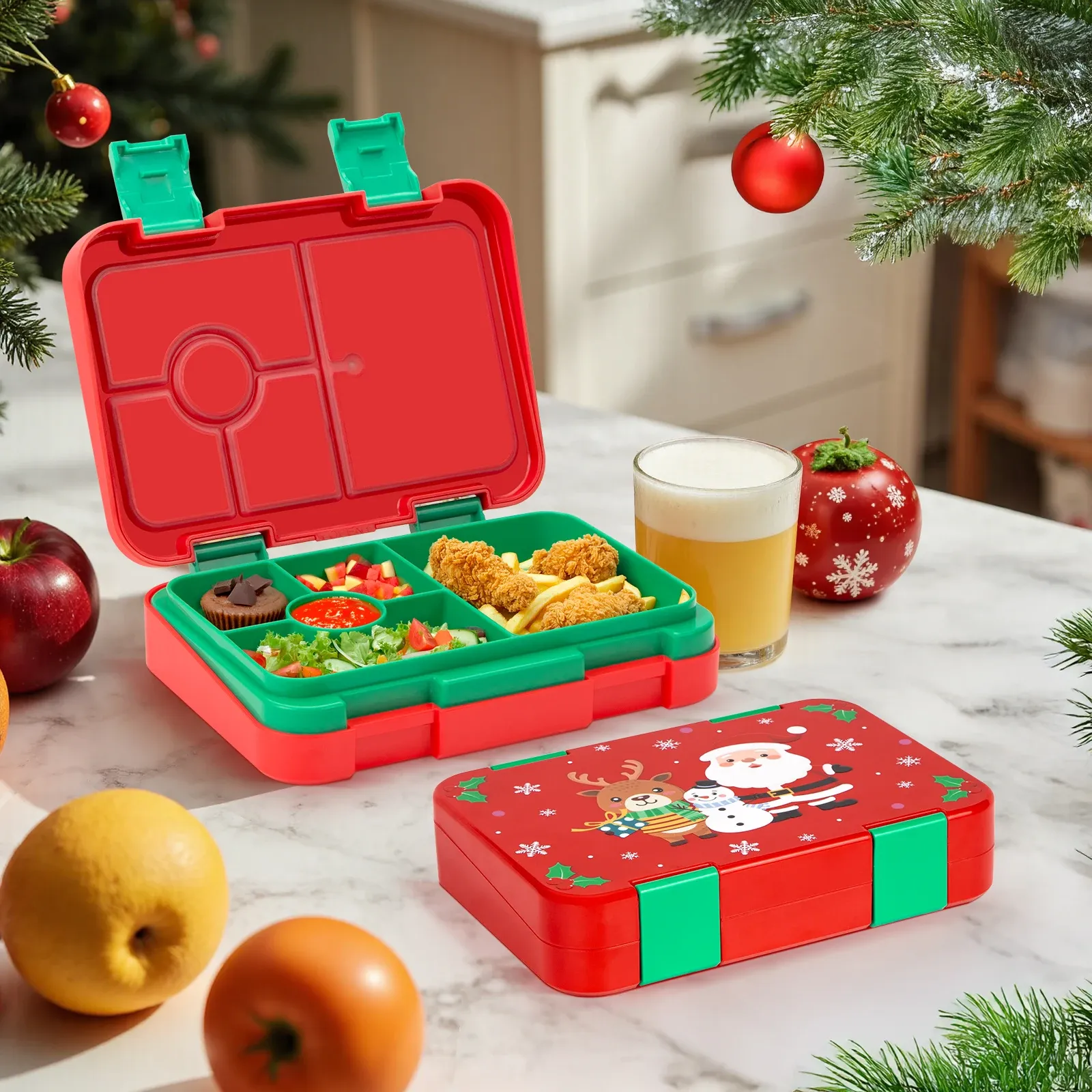 Boîte à déjeuner mignonne pour enfants, boîte bento de voyage compatible micro-ondes pour étudiants, récipient d'Halloween, boîte bento portable étanche pour salade de fruits 6