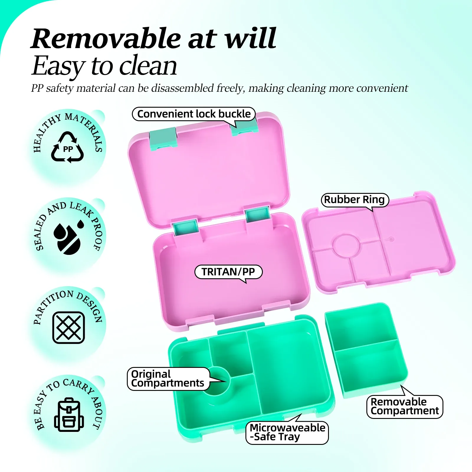 Boîte à Bento Adorable pour enfants, finitions