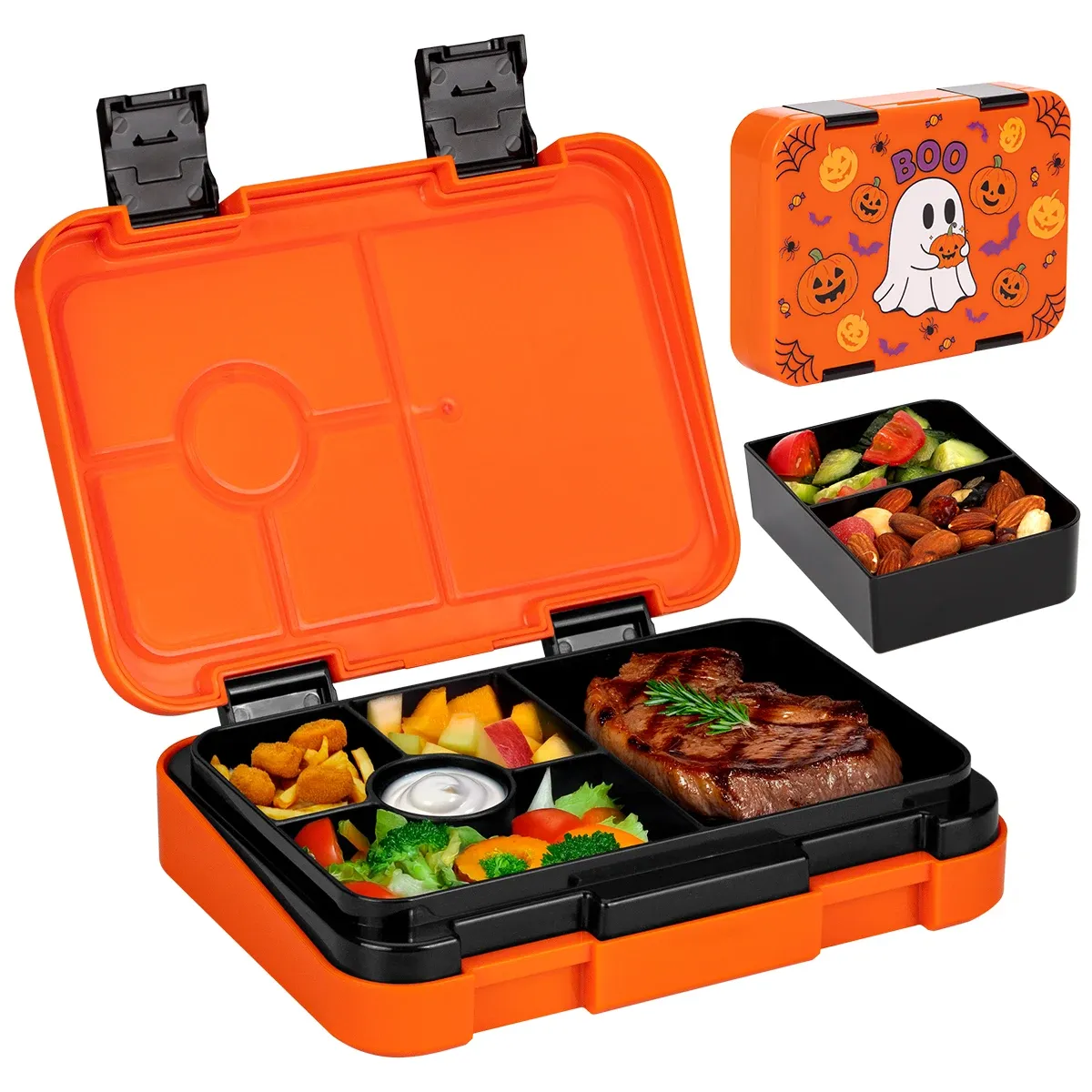 Boîte à déjeuner mignonne pour enfants, boîte bento de voyage compatible micro-ondes pour étudiants, récipient d'Halloween, boîte bento portable étanche pour salade de fruits 25