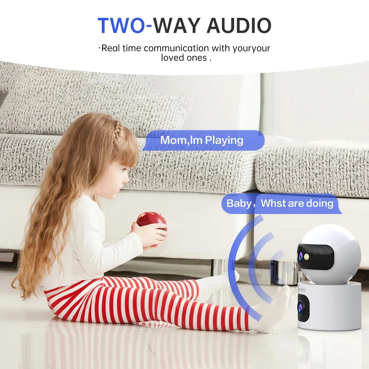 Caméra de surveillance IP sans fil Lenovo, moniteur de sécurité pour bébé avec suivi automatique, caméra de vidéosurveillance intelligente, WiFi 5 GHz, 4K, objectif grand angle, usage domestique 2