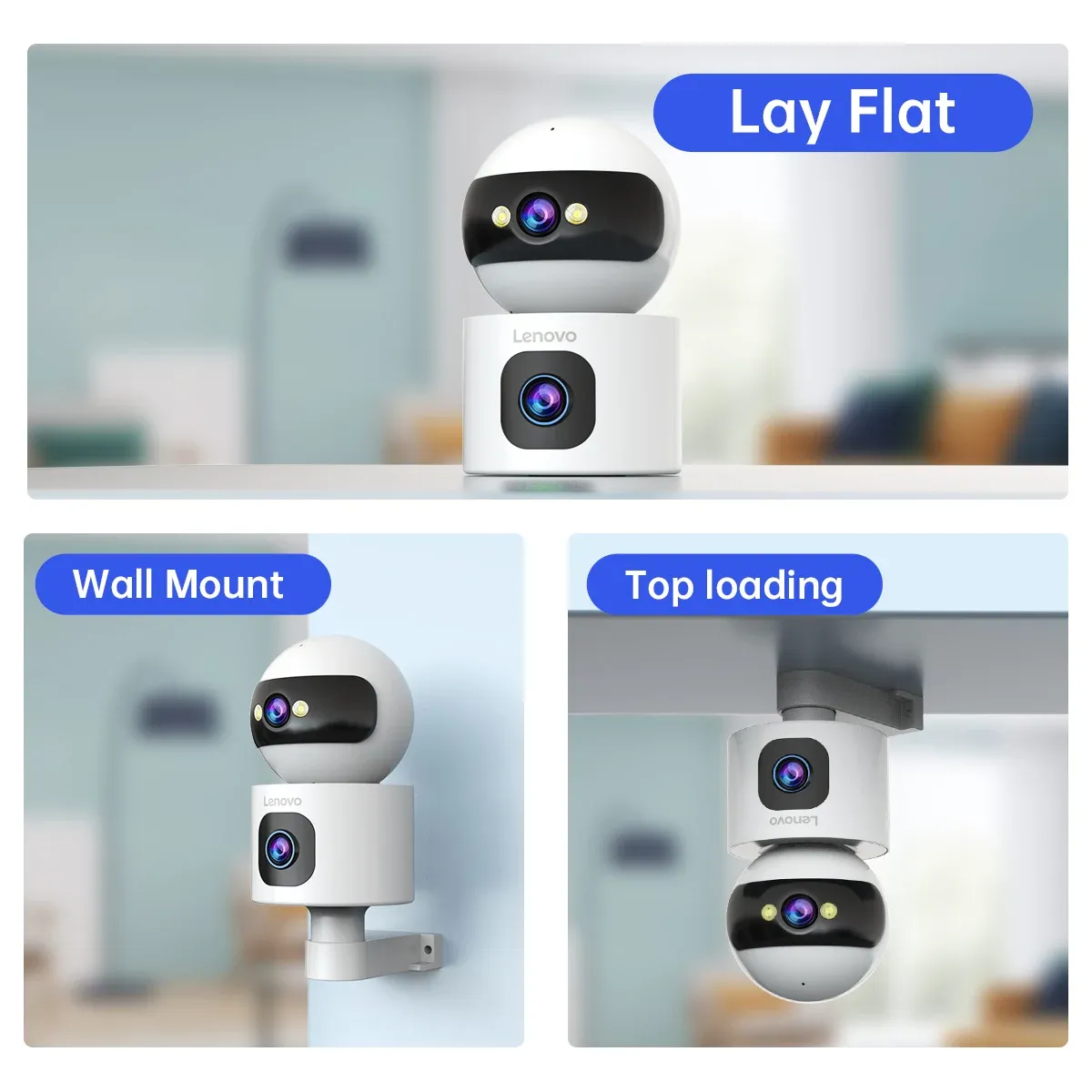 Caméra de surveillance IP sans fil Lenovo, moniteur de sécurité pour bébé avec suivi automatique, caméra de vidéosurveillance intelligente, WiFi 5 GHz, 4K, objectif grand angle, usage domestique 6