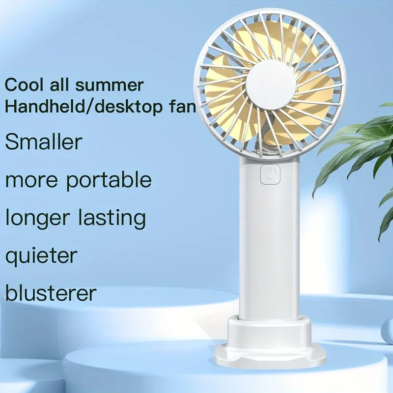 Mini ventilateur USB portable à vent puissant, silencieux, rechargeable, avec support pour téléphone, idéal pour le bureau, l'extérieur et les voyages 4