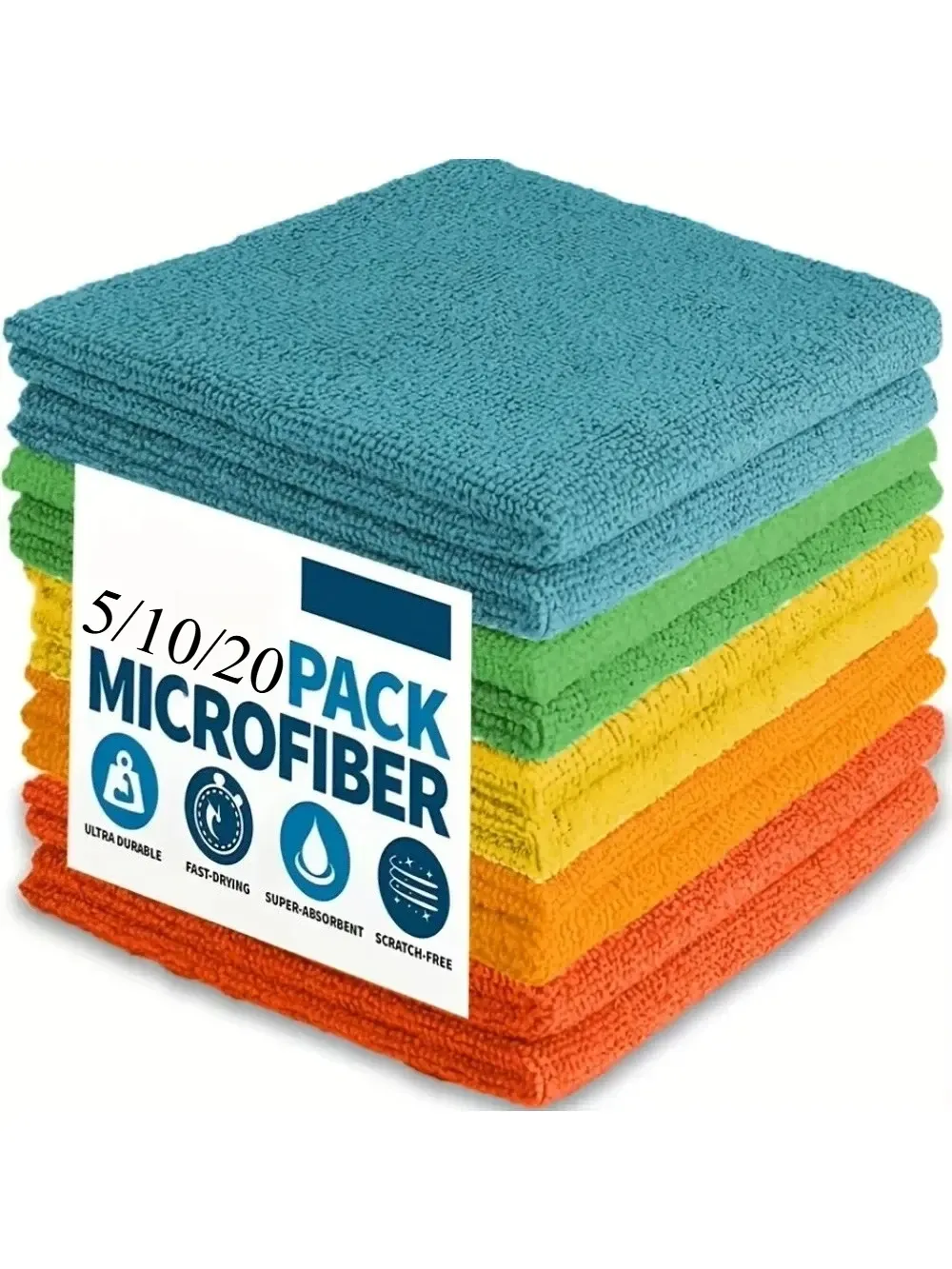 Lot de 20 chiffons de nettoyage en microfibre | Mélange polyester ultra absorbant, sans traces, idéal pour l'extérieur, la salle de bain, la cuisine et la terrasse - Image 1