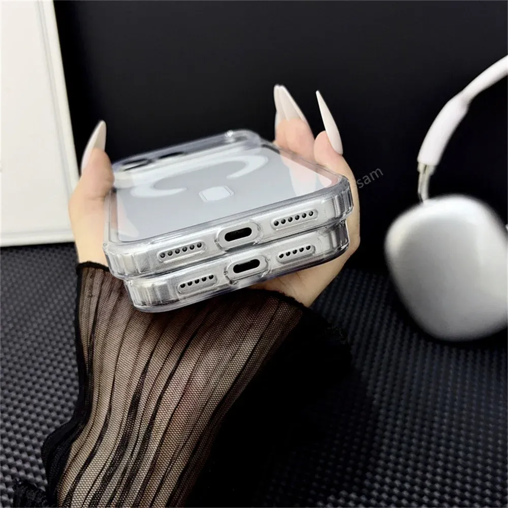 Coque transparente magnétique compatible MagSafe pour iPhone 18, 17, Air, 16, 15, 14, 13, 12, 11, Pro, Pro Max, Plus et Mini 5
