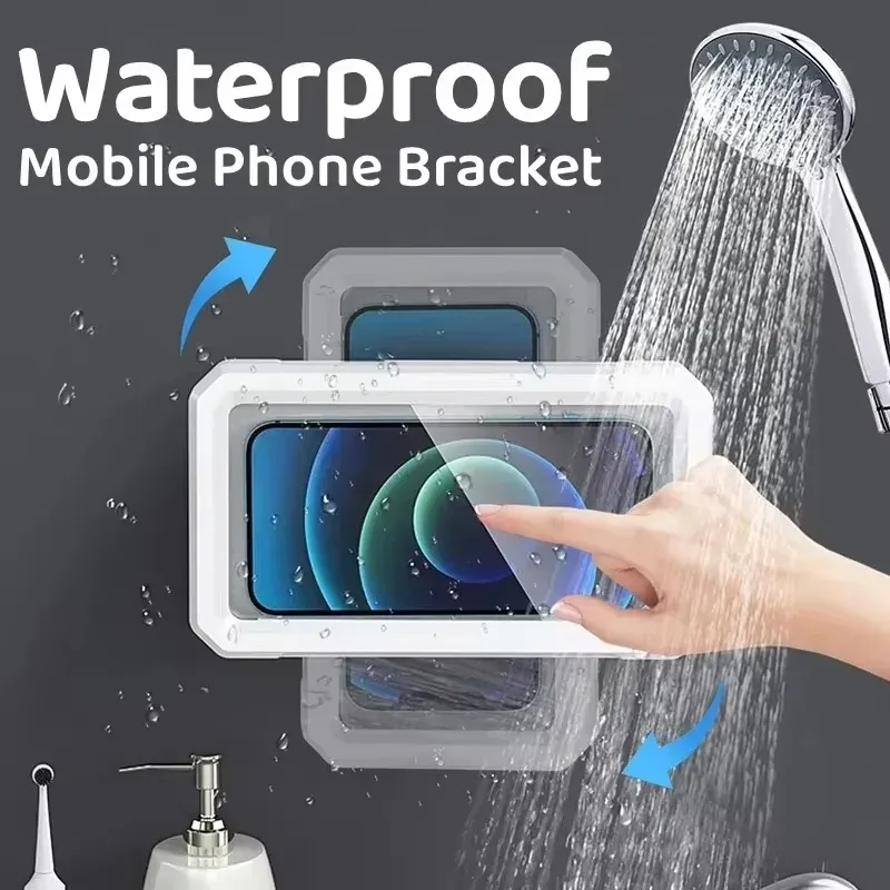Support fixe universel pour téléphone portable, étanche et anti-buée, pour salle de bain et douche