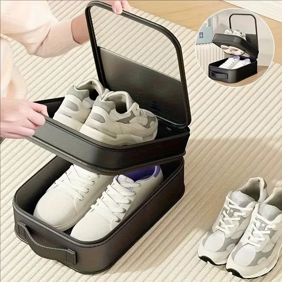 Sac de rangement portable pour chaussures, grande capacité, idéal pour les voyages, contenant 3 paires, anti-poussière et respirant 1