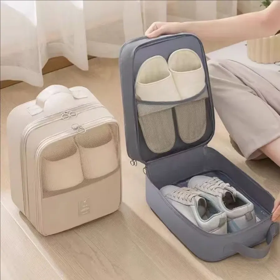 Sac de rangement portable pour chaussures, grande capacité, idéal pour les voyages, contenant 3 paires, anti-poussière et respirant 3