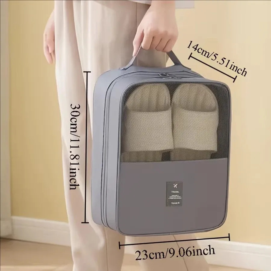 Sac de rangement portable pour chaussures, grande capacité, idéal pour les voyages, contenant 3 paires, anti-poussière et respirant 5