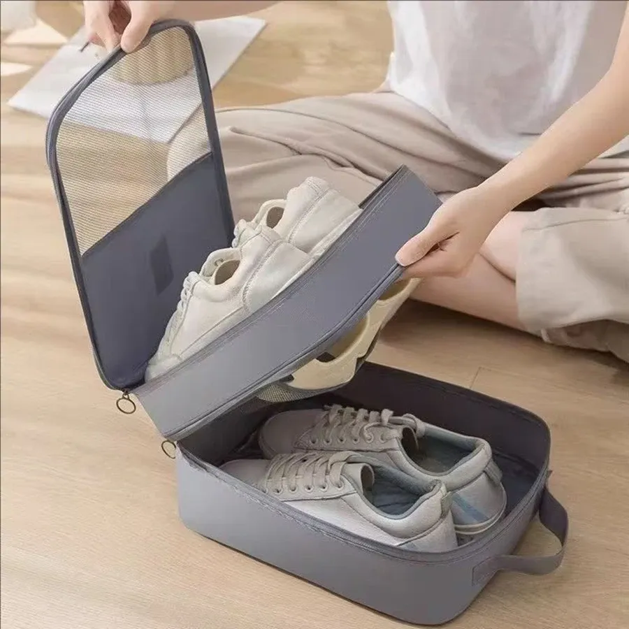 Sac de rangement portable pour chaussures, grande capacité, idéal pour les voyages, contenant 3 paires, anti-poussière et respirant 6