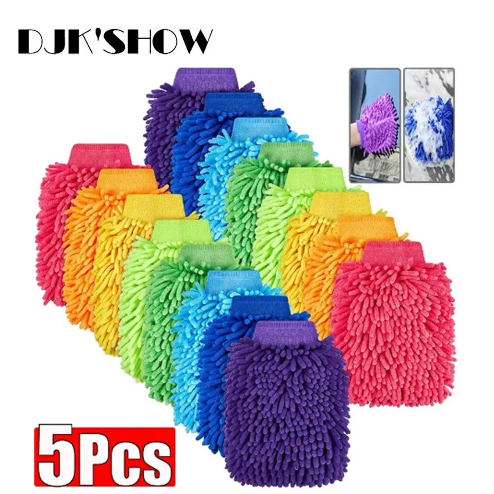1/3/5 pièces, taille moyenne : gants de lavage de voiture en microfibre, éponge de nettoyage ultra-absorbante simple face pour automobile, outil de nettoyage en microfibre anti-rayures 1