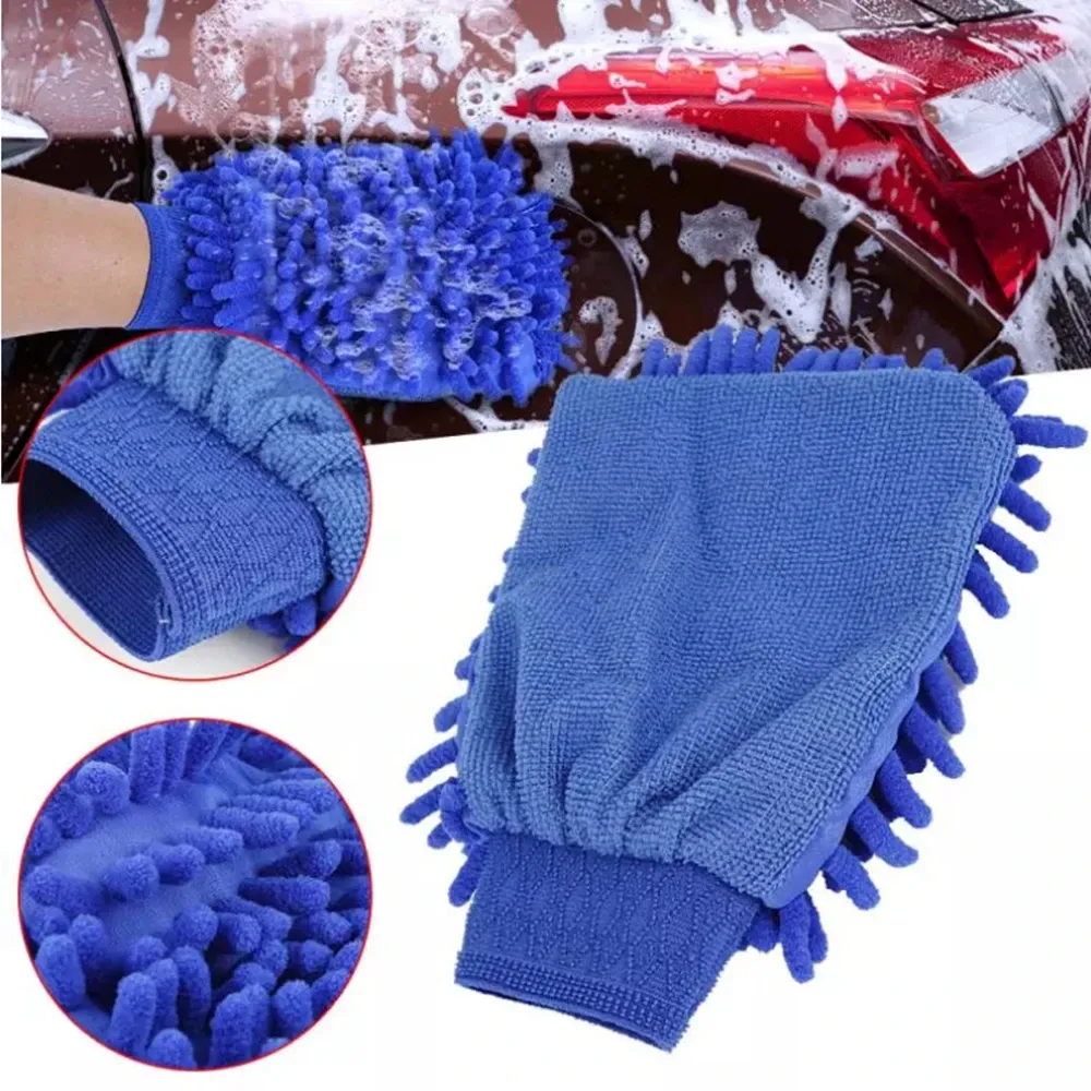 1/3/5 pièces, taille moyenne : gants de lavage de voiture en microfibre, éponge de nettoyage ultra-absorbante simple face pour automobile, outil de nettoyage en microfibre anti-rayures 4