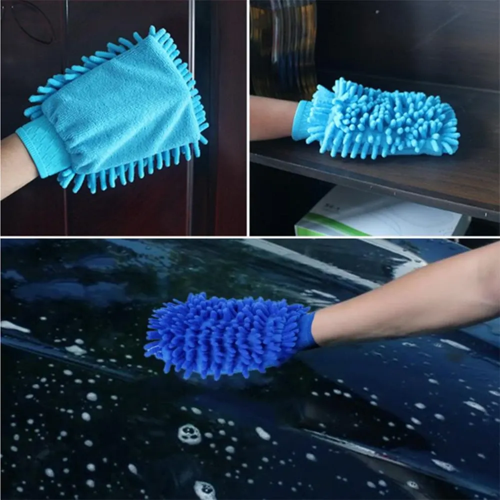 1/3/5 pièces, taille moyenne : gants de lavage de voiture en microfibre, éponge de nettoyage ultra-absorbante simple face pour automobile, outil de nettoyage en microfibre anti-rayures 6