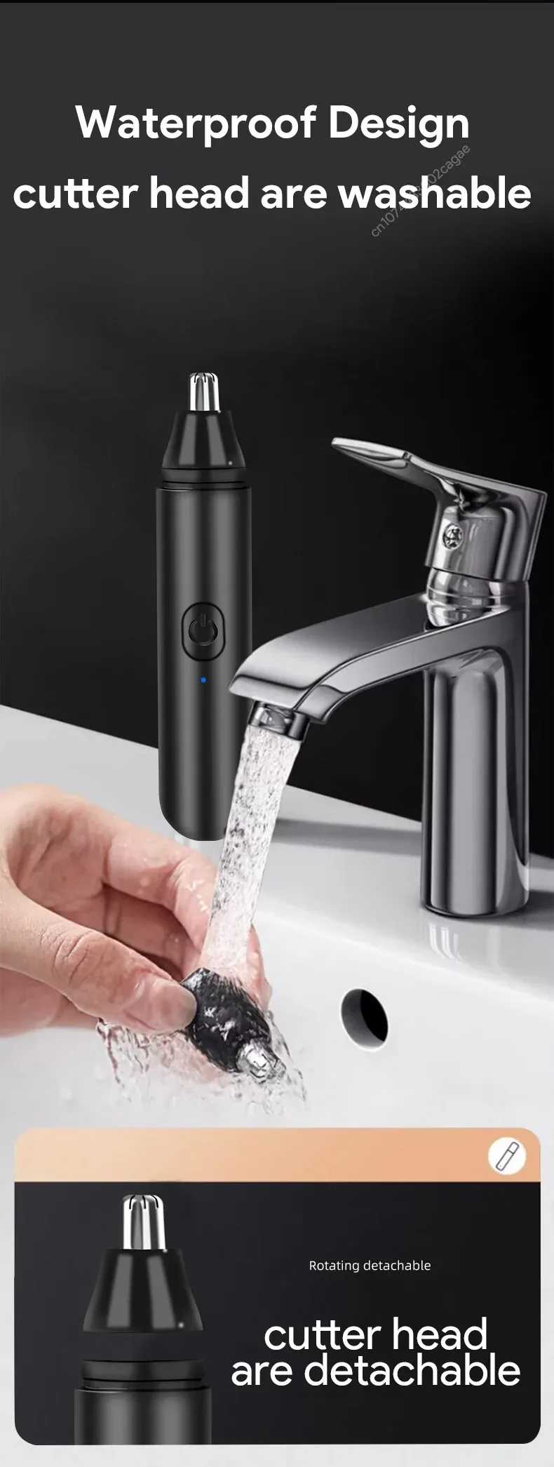 Tondeuse électrique pour poils du nez, détail de précision
