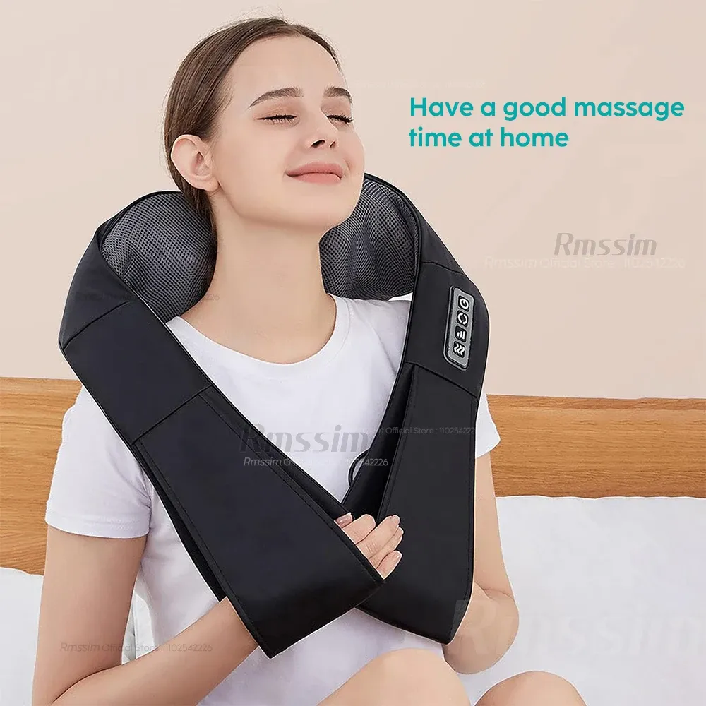 Masseur Shiatsu pour le cou et les épaules avec fonction chauffante, oreiller de massage électrique en U à pétrissage profond 6