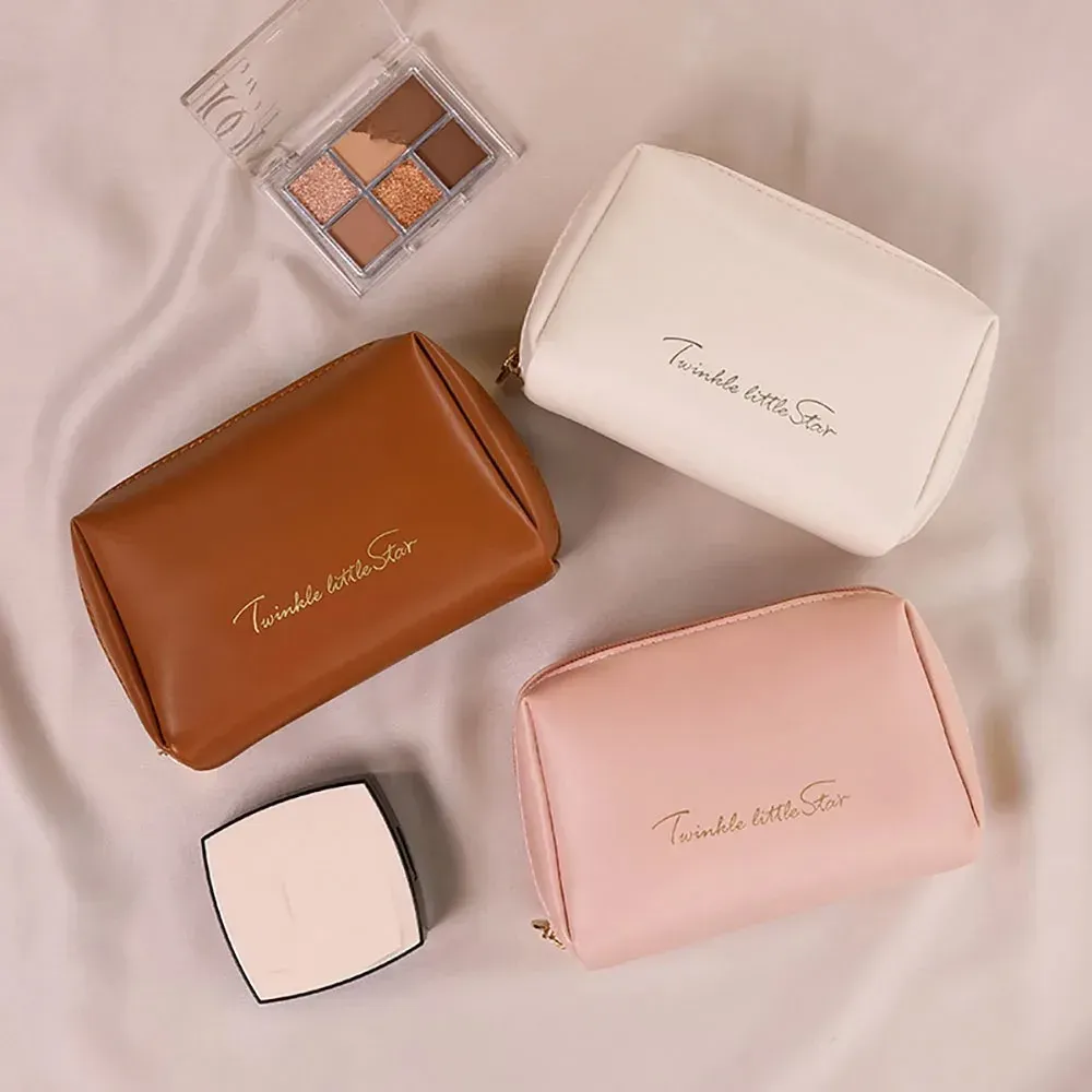 Trousse de toilette de voyage en cuir PU étanche, à large ouverture et séparateur intérieur 1