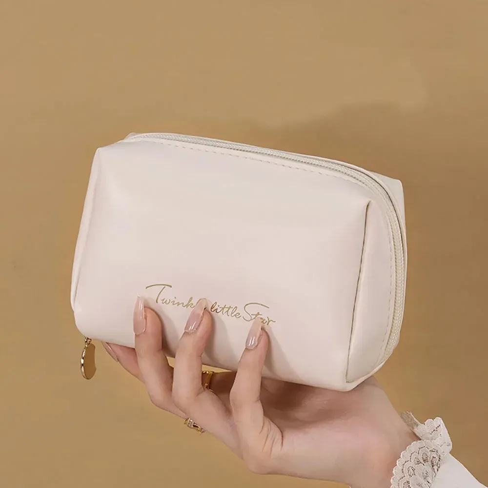 Trousse de toilette de voyage en cuir PU étanche, à large ouverture et séparateur intérieur 4