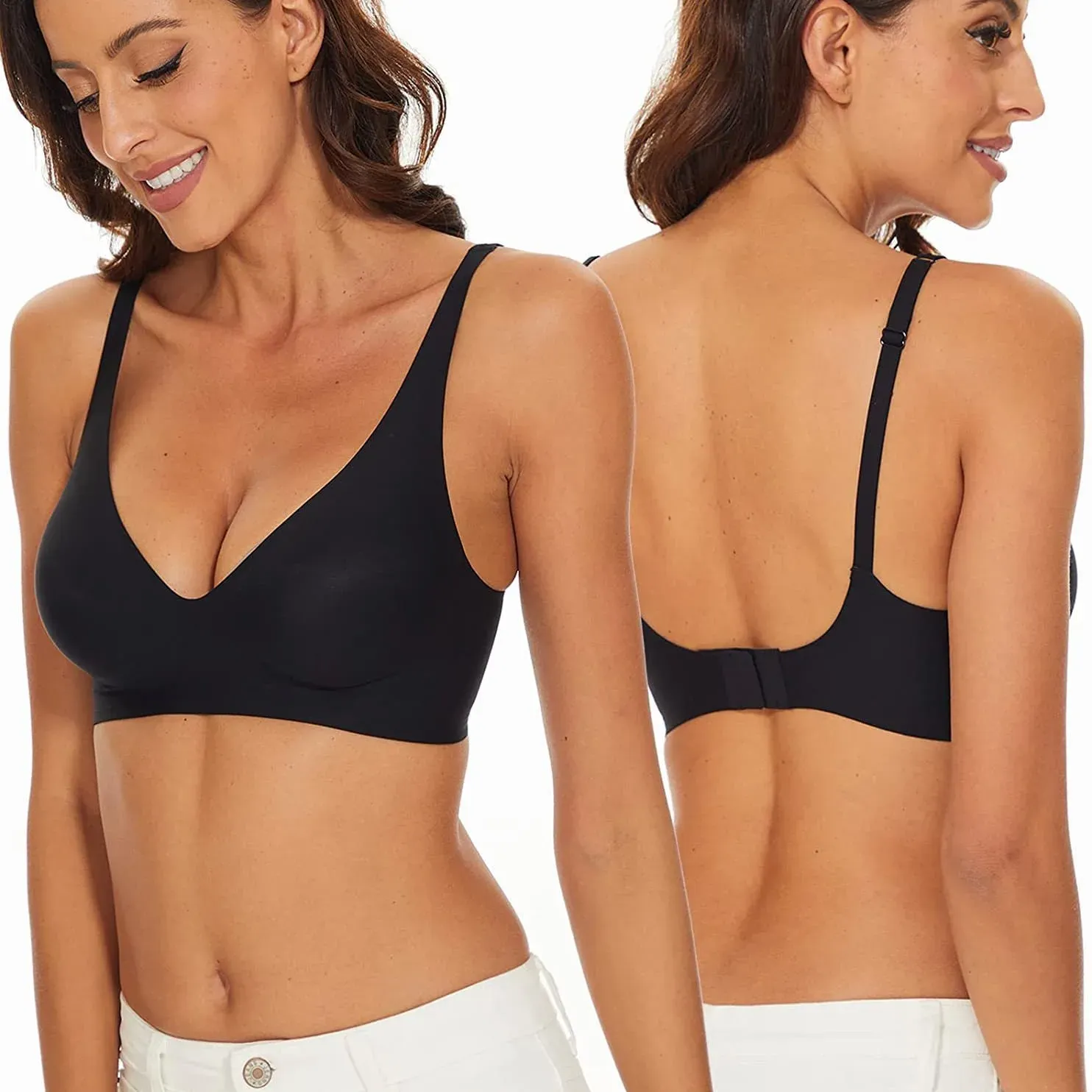 Soutien-gorge push-up rembourré sans couture, brassière réglable sans armatures 2
