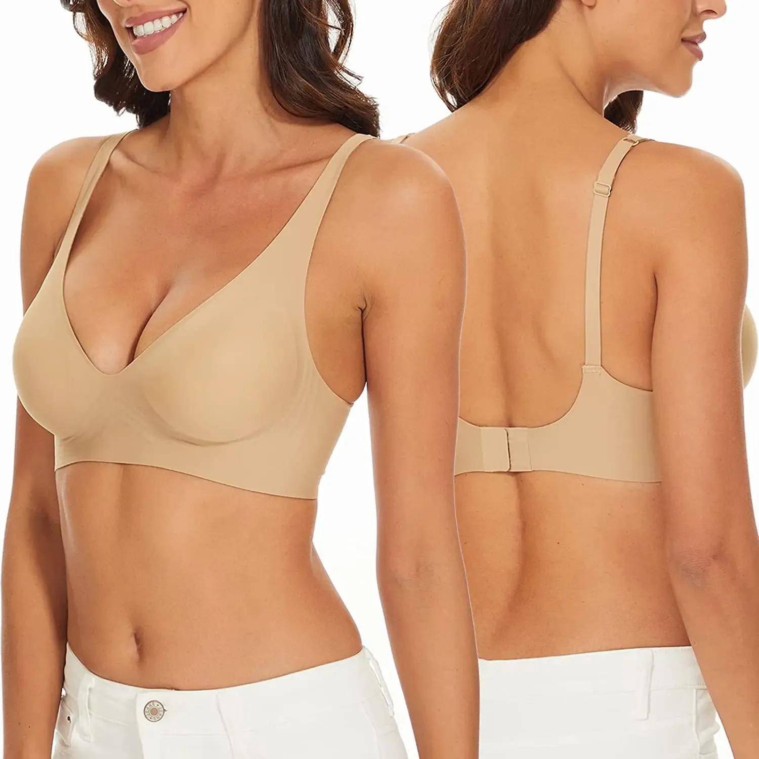 Soutien-gorge push-up rembourré sans couture, brassière réglable sans armatures 3