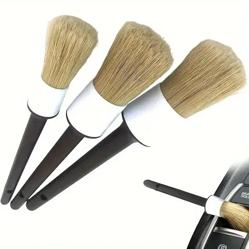Brosse de nettoyage pour tableau de bord en poils de sanglier, lot de 3, pour l'intérieur et l'extérieur du véhicule 6