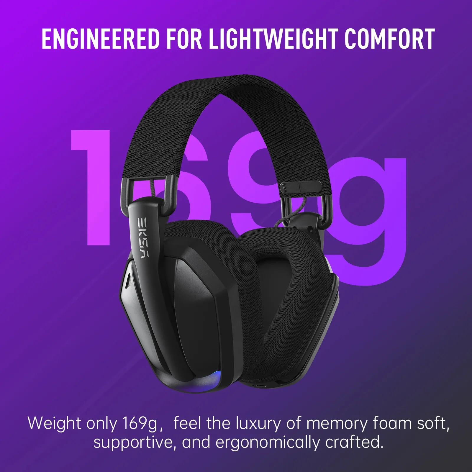 Casque de jeu sans fil EKSA G19BT, 2,4 GHz et Bluetooth 5.4, avec prise jack 3,5 mm, latence de 30 ms, haut-parleurs de 40 mm, autonomie de 35 h, compatible PC, PS5 et Xbox, pliable 4