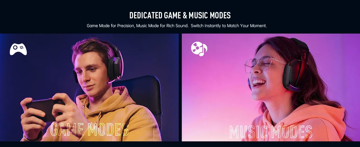 Mode Jeu et mode Musique du casque EKSA G19BT