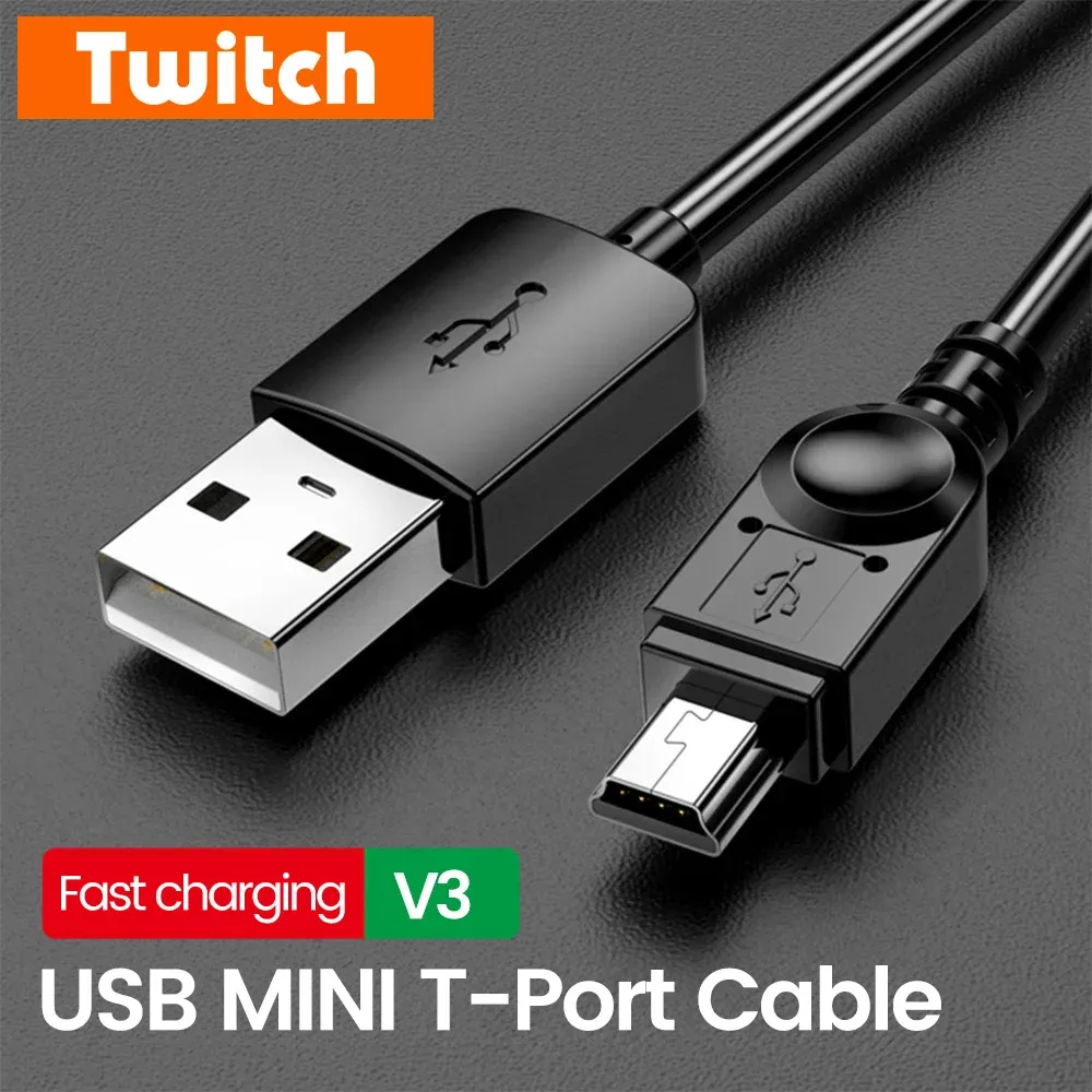 Câble USB Mini T-Port, charge rapide, USB 2.0 vers Mini USB, transfert haute vitesse pour lecteur MP3/MP4, DVR de voiture, GPS, appareil photo numérique
