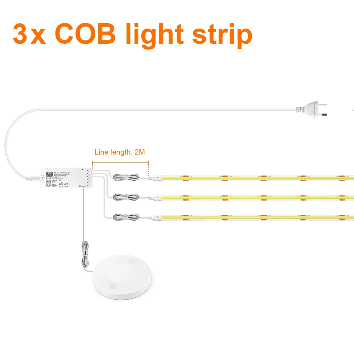 Bande LED COB dimmable pour armoire, avec capteur de mouvement et commande tactile, idéale pour cuisine, placard, vitrine et garde-manger 10