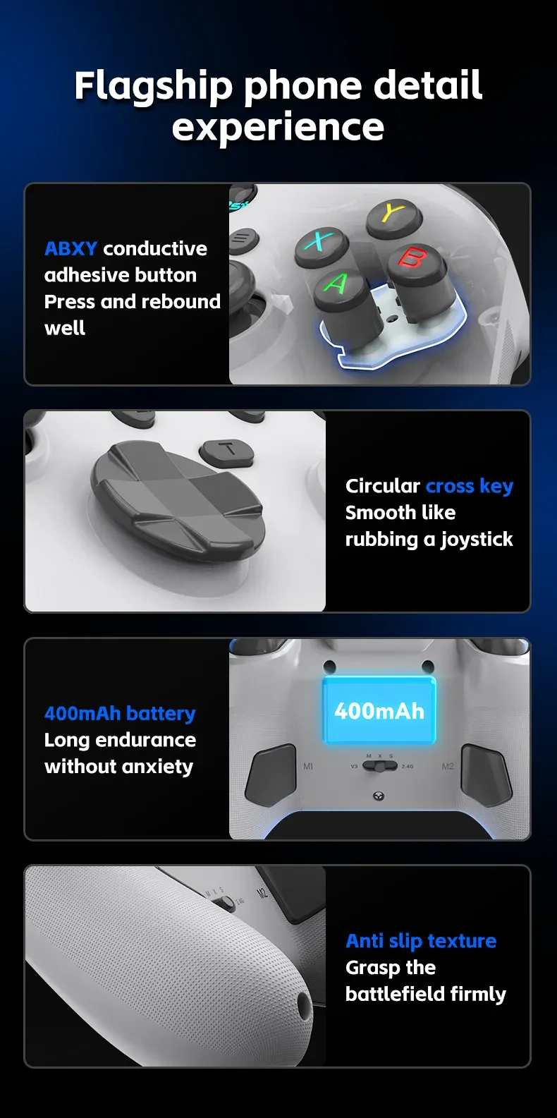 Manette de jeu mobile G6, finitions