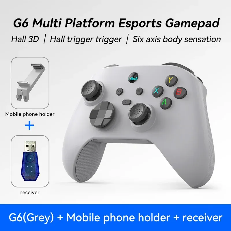 Manette de jeu mobile G6 pour Switch, iOS, Android et PC, compatible streaming et jeux cloud, avec joysticks à effet Hall 8