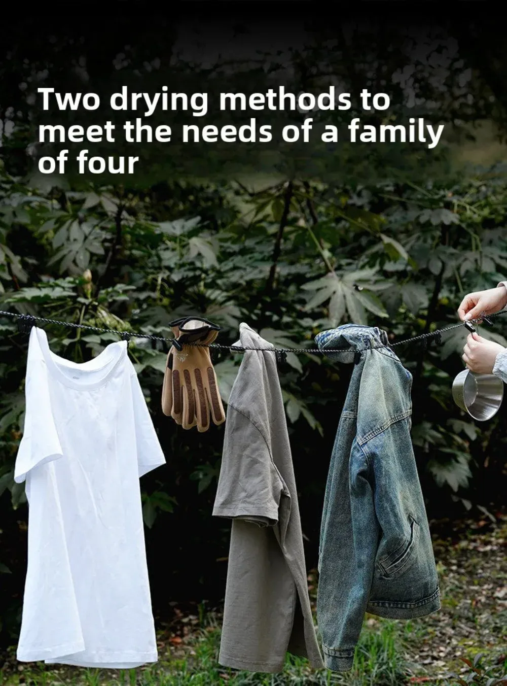 Corde à linge de voyage en situation