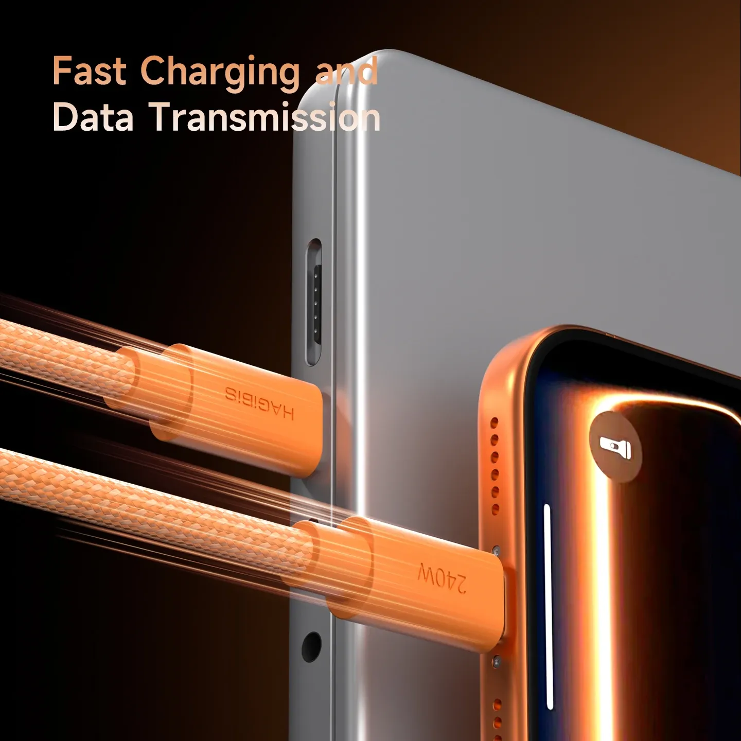 Ah, that title is actually already in French, so I'll give a clean, professional version of it:

Câble USB-C vers USB-C 240 W Hagibis, câble de charge rapide Type-C avec connecteur coudé, compatible PD 3.1 pour iPhone 17 Pro Max, tablettes et CarPlay 4