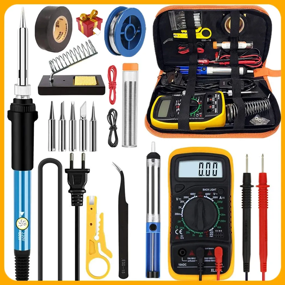 Kit de fer à souder électrique 60 W à température réglable, panne interchangeable – Modèles 10, 16 et 20 en 1