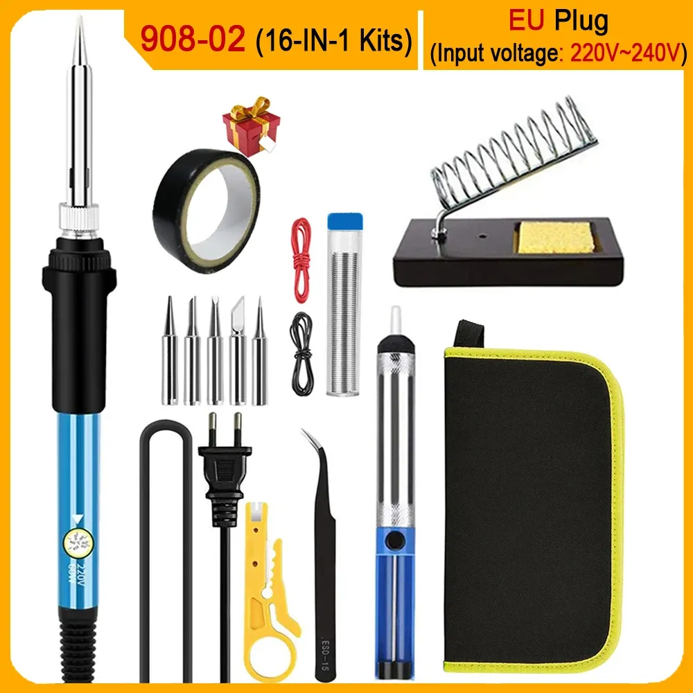 Kit de fer à souder électrique 60 W à température réglable, panne interchangeable – Modèles 10, 16 et 20 en 1 10