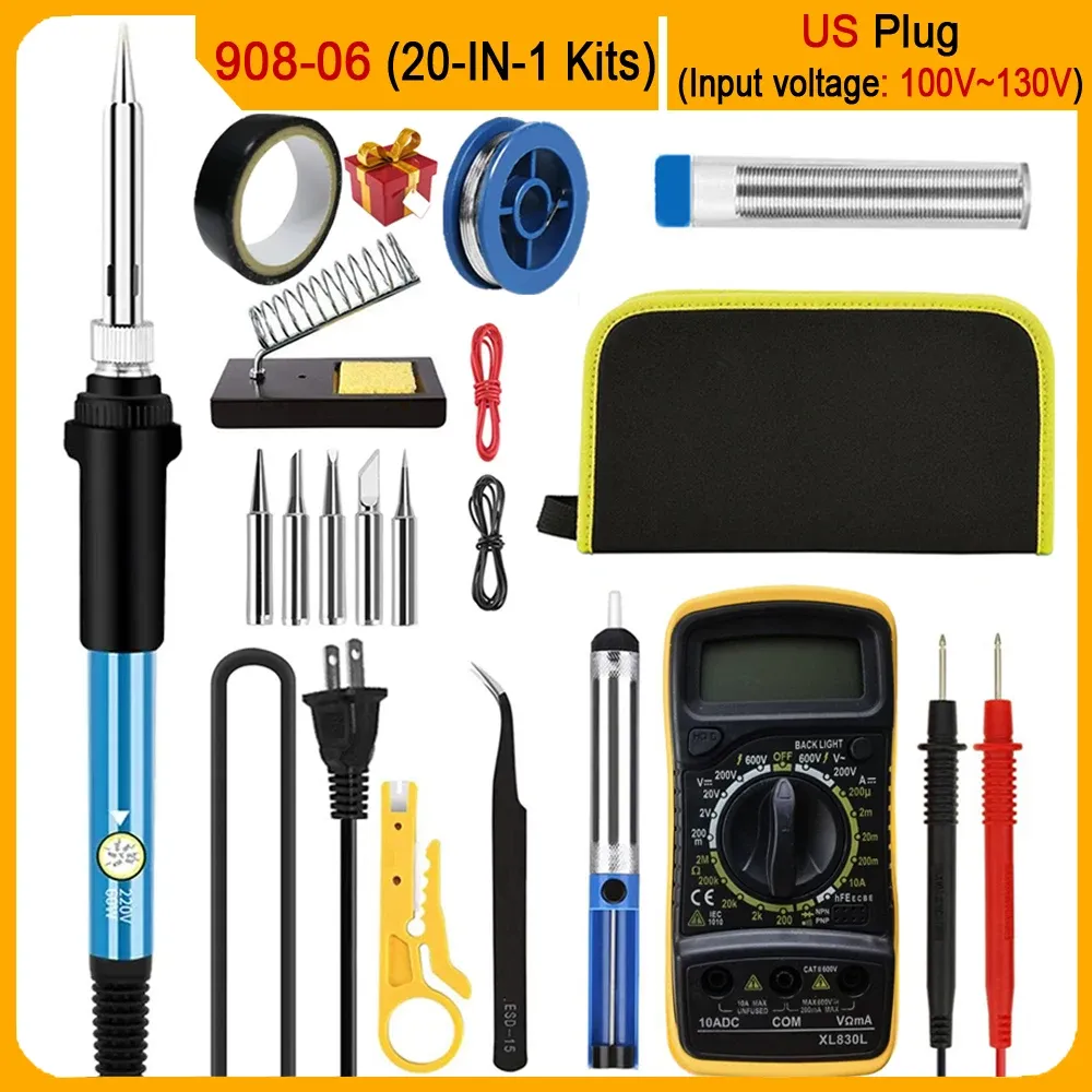 Kit de fer à souder électrique 60 W à température réglable, panne interchangeable – Modèles 10, 16 et 20 en 1 11