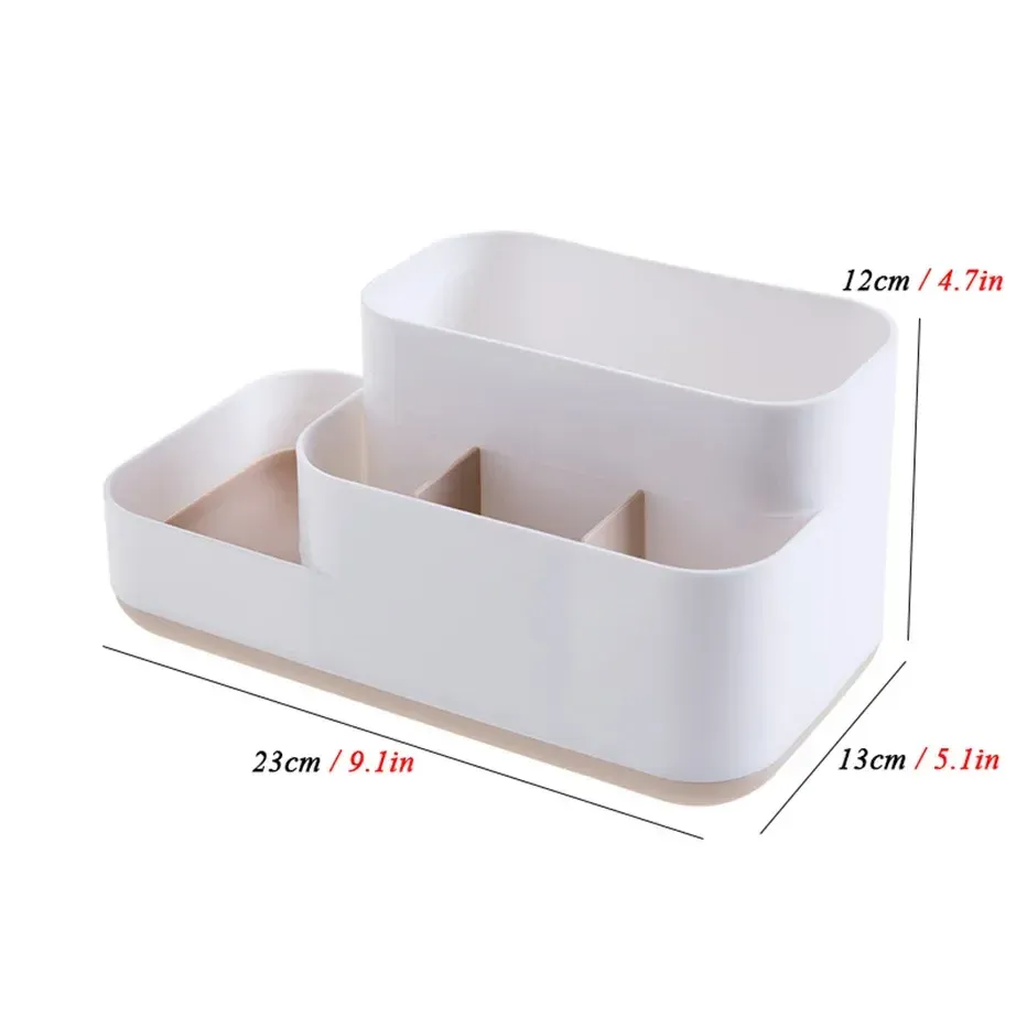 Organisateur de maquillage à tiroirs en plastique avec porte-brosses et compartiment à bijoux 10