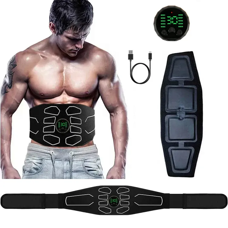 Ceinture abdominale EMS à stimulation musculaire électrique, appareil portable de tonification et de modelage