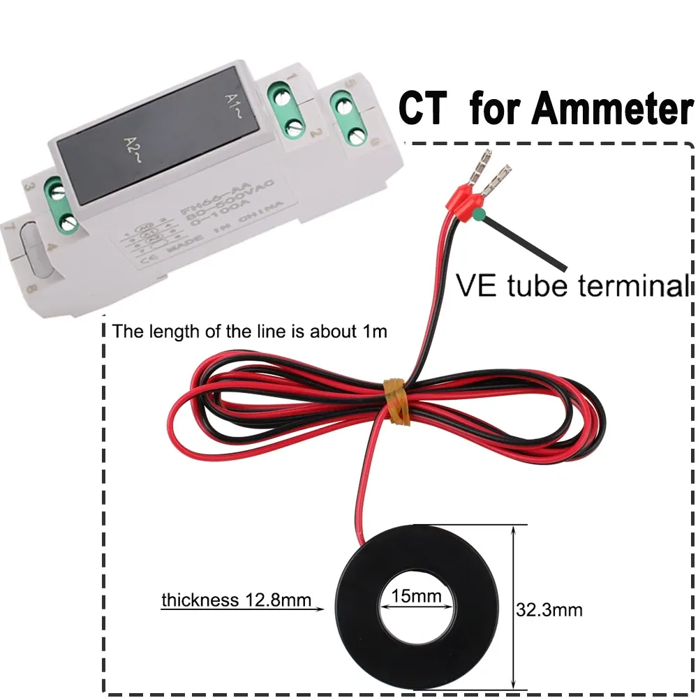 Voltmètre modulaire à montage sur rail DIN, AC 80-500 V, ampèremètre modulaire 0-100 A, affichage LED numérique 3