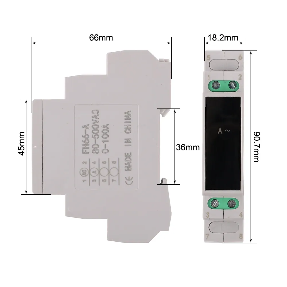 Voltmètre modulaire à montage sur rail DIN, AC 80-500 V, ampèremètre modulaire 0-100 A, affichage LED numérique 4