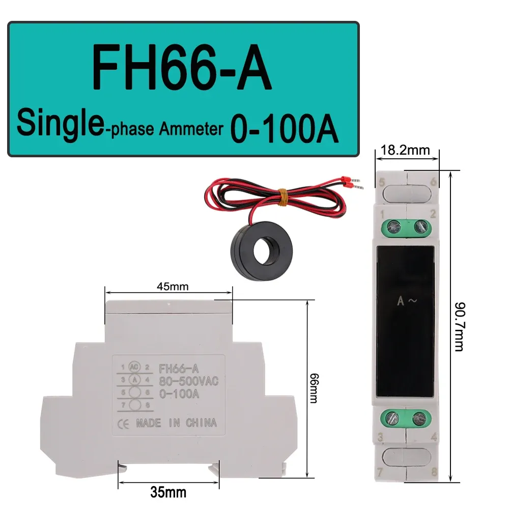 Voltmètre modulaire à montage sur rail DIN, AC 80-500 V, ampèremètre modulaire 0-100 A, affichage LED numérique 14