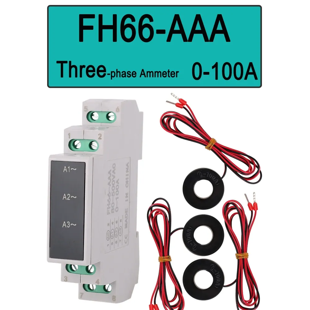 Voltmètre modulaire à montage sur rail DIN, AC 80-500 V, ampèremètre modulaire 0-100 A, affichage LED numérique 16