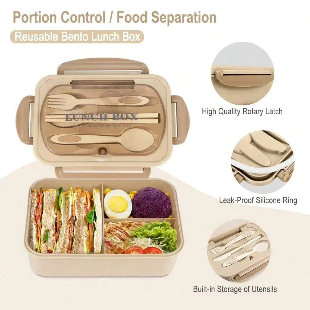 Boîte à déjeuner 4 compartiments pour adultes, boîte bento pour hommes et femmes 5
