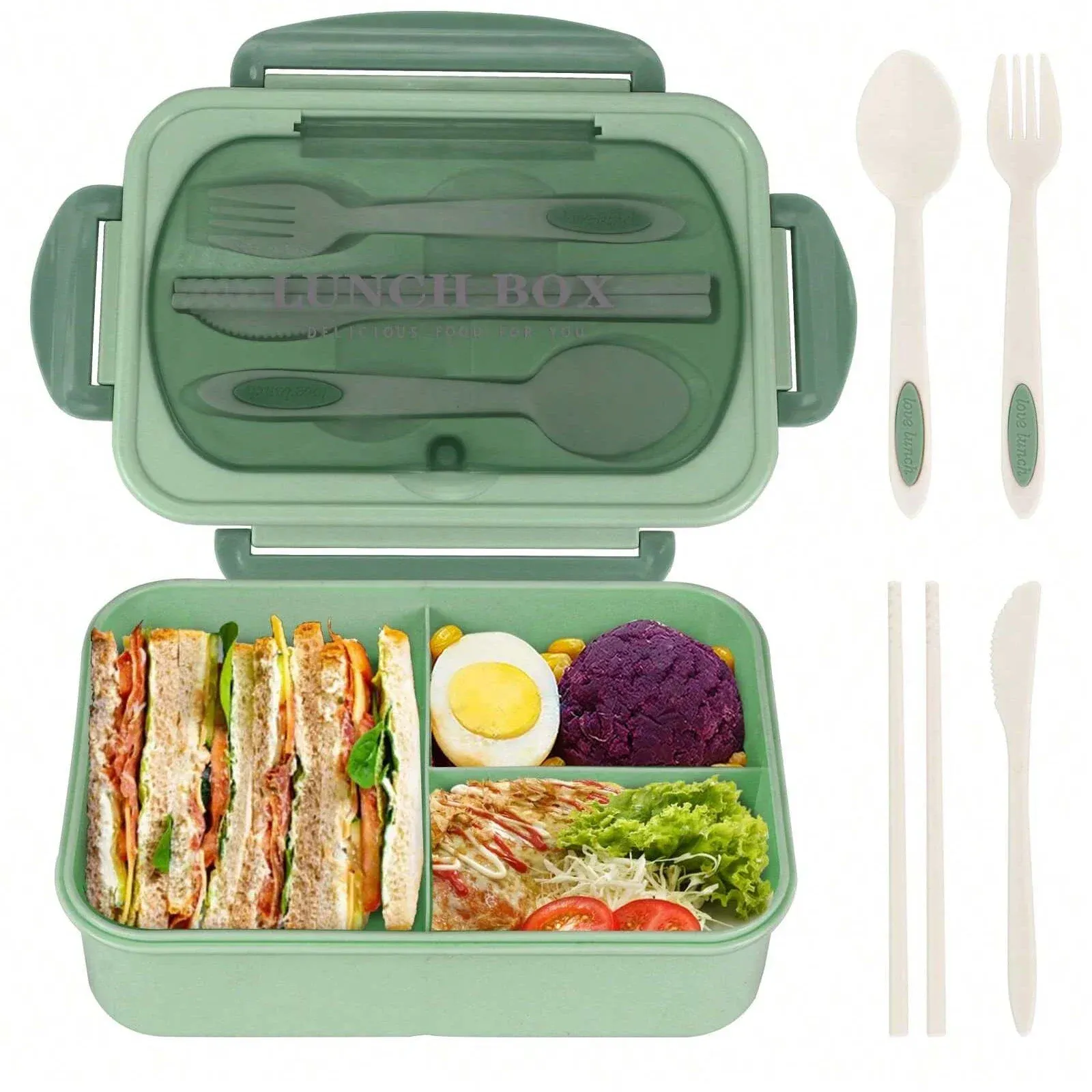 Boîte à déjeuner 4 compartiments pour adultes, boîte bento pour hommes et femmes 7