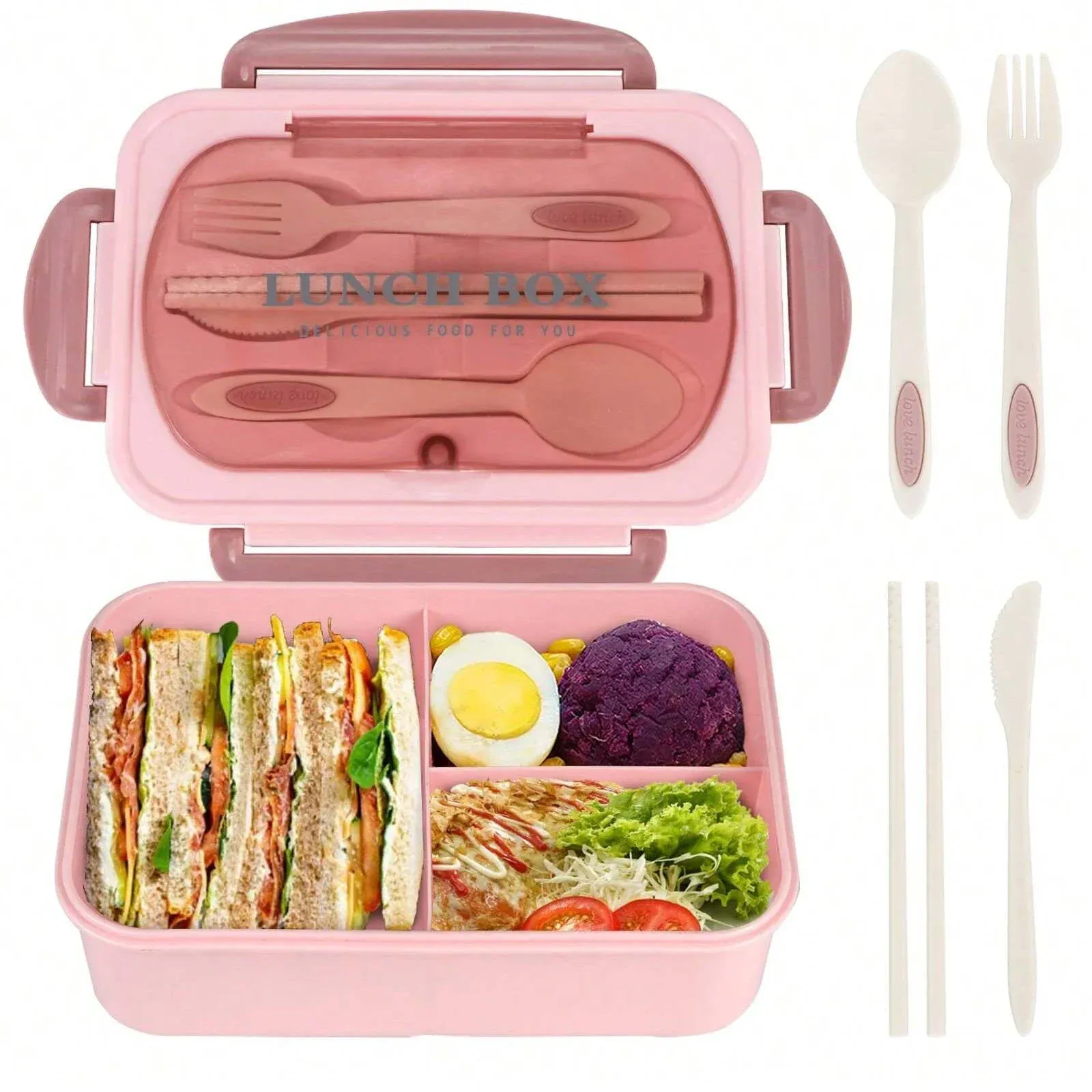 Boîte à déjeuner 4 compartiments pour adultes, boîte bento pour hommes et femmes 10