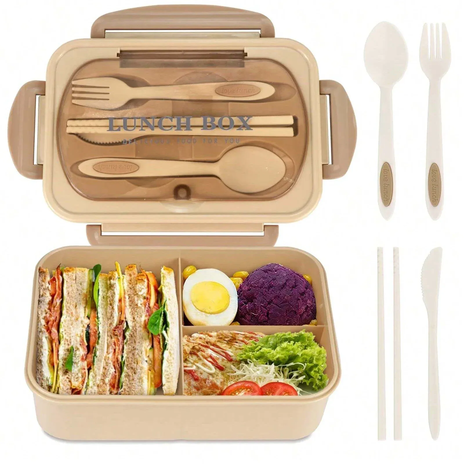 Boîte à déjeuner 4 compartiments pour adultes, boîte bento pour hommes et femmes 9