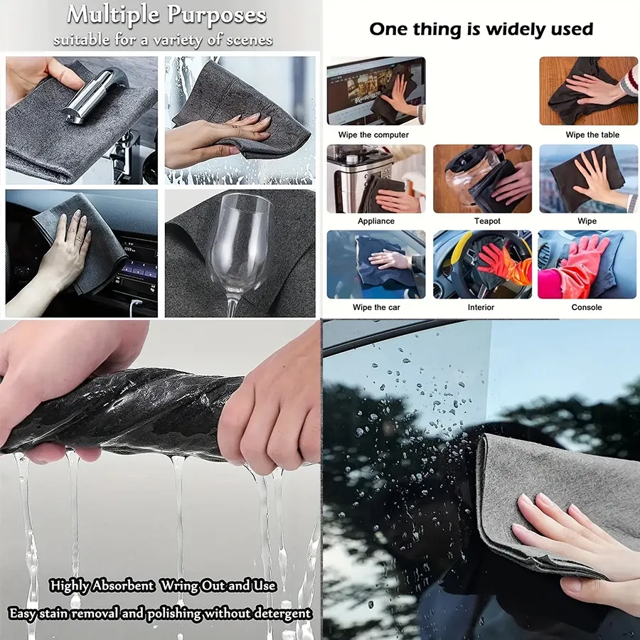 Chiffon de nettoyage magique en microfibre pour vitres, réutilisable, lavable et sans peluches, idéal pour les vitres de cuisine et les voitures 6