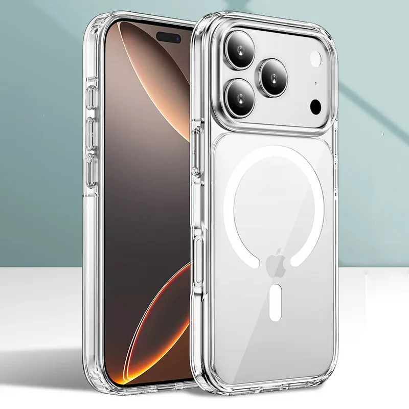 Coque magnétique transparente MagSafe pour iPhone 18 Pro Max et séries 11 à 17, protection anti-chute 2