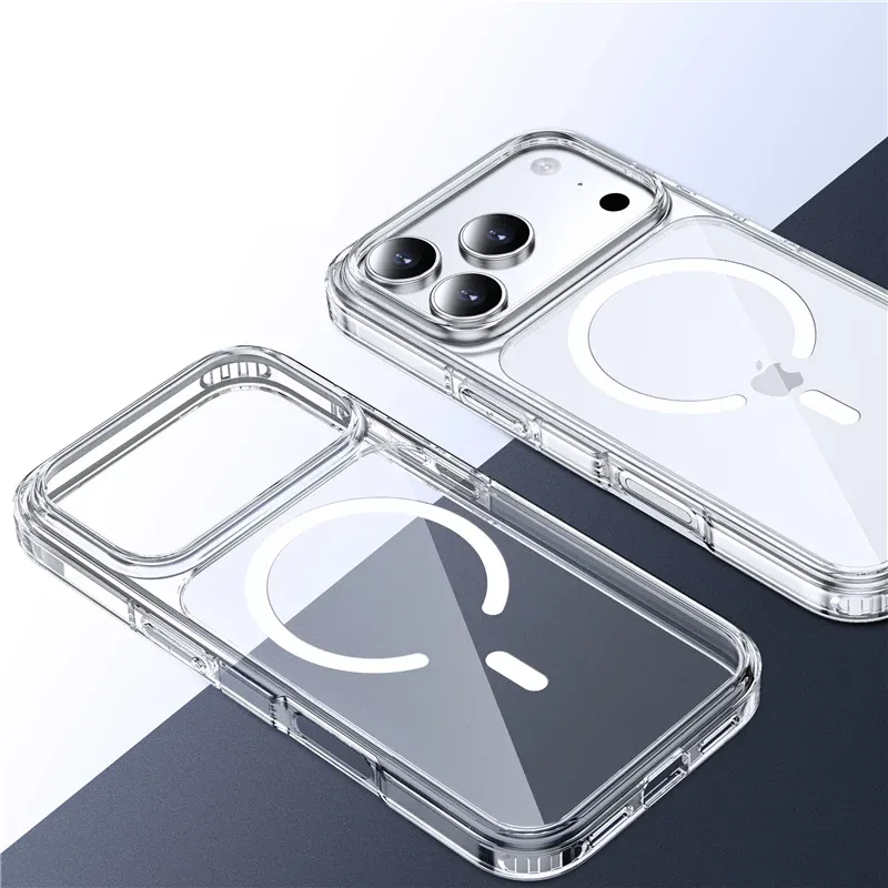 Coque magnétique transparente MagSafe pour iPhone 18 Pro Max et séries 11 à 17, protection anti-chute 7
