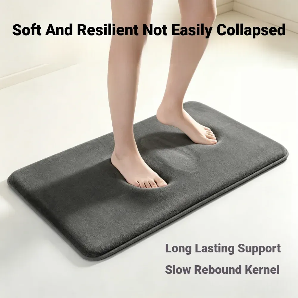 Tapis de bain antidérapant en velours corail super absorbant