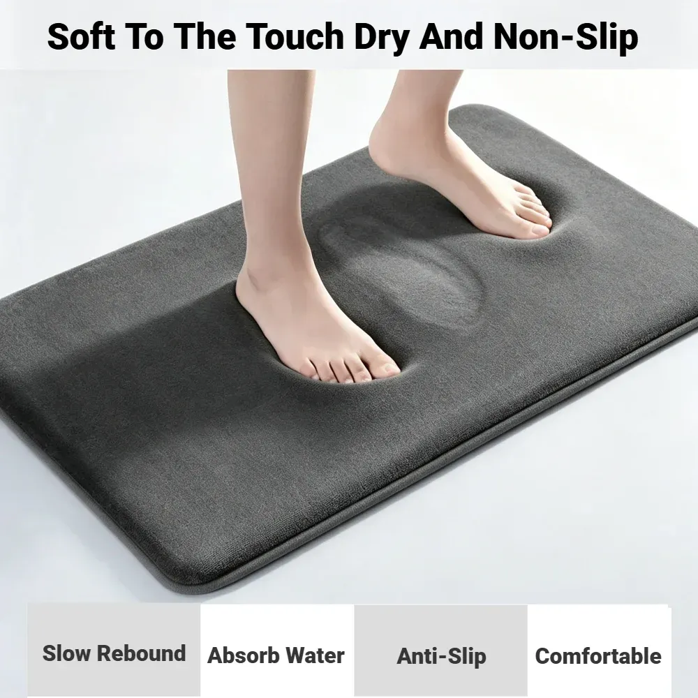 Tapis de bain antidérapant en velours corail super absorbant 2